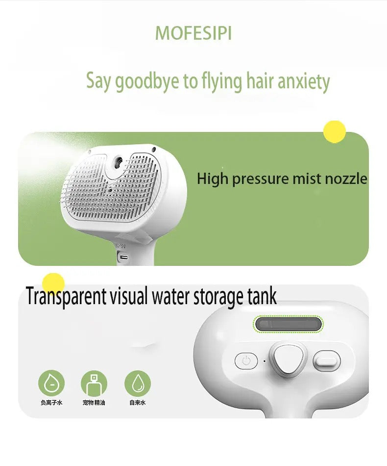 Steamy Cat Brush 3-In-1 Cat Steamy Brush, Rechargeable self-cleaning ,Pet Hair Removal Comb Removing Tangled and Loose Hair