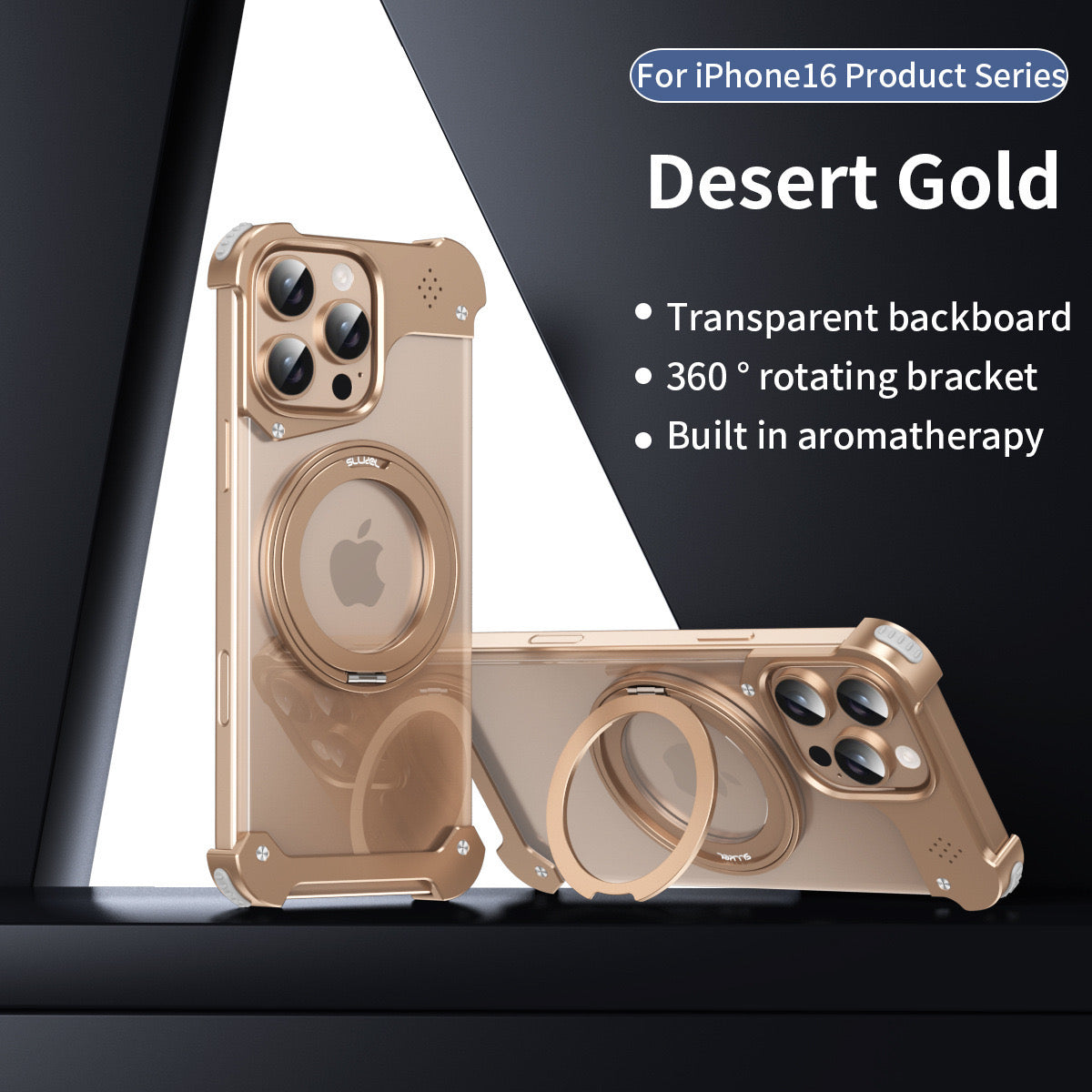 ISP Sword Alloy Case Series Metal Framless for iPhone Case,Aluminum Alloy,Compatible with MagSafe,Shockproof Military-Grade Protection,360° Rotation Magnetic Kickstand,Magnetic Phone Case