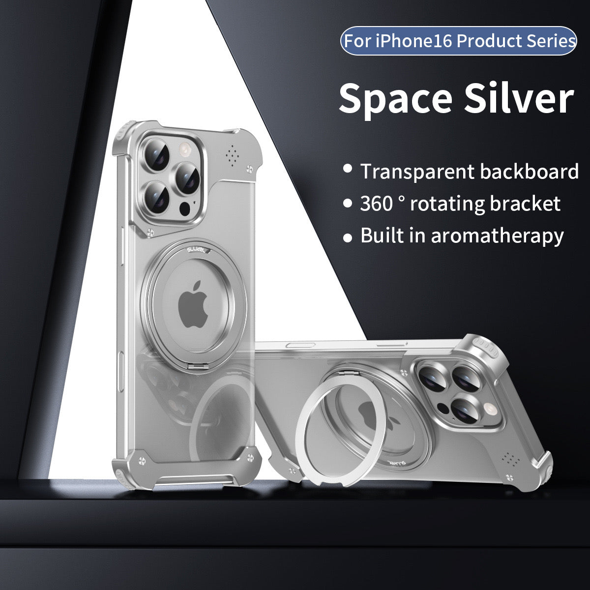 ISP Sword Alloy Case Series Metal Framless for iPhone Case,Aluminum Alloy,Compatible with MagSafe,Shockproof Military-Grade Protection,360° Rotation Magnetic Kickstand,Magnetic Phone Case
