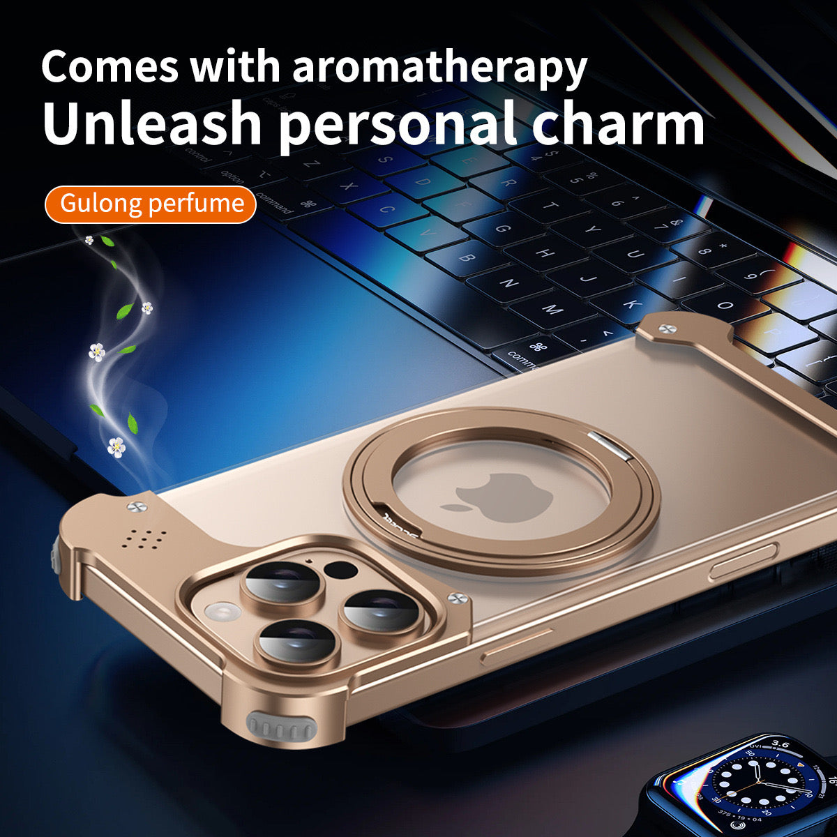 ISP Sword Alloy Case Series Metal Framless for iPhone Case,Aluminum Alloy,Compatible with MagSafe,Shockproof Military-Grade Protection,360° Rotation Magnetic Kickstand,Magnetic Phone Case