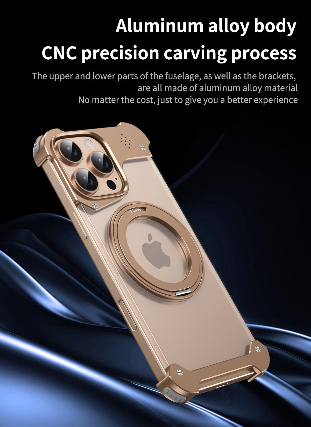 ISP Sword Alloy Case Series Metal Framless for iPhone Case,Aluminum Alloy,Compatible with MagSafe,Shockproof Military-Grade Protection,360° Rotation Magnetic Kickstand,Magnetic Phone Case