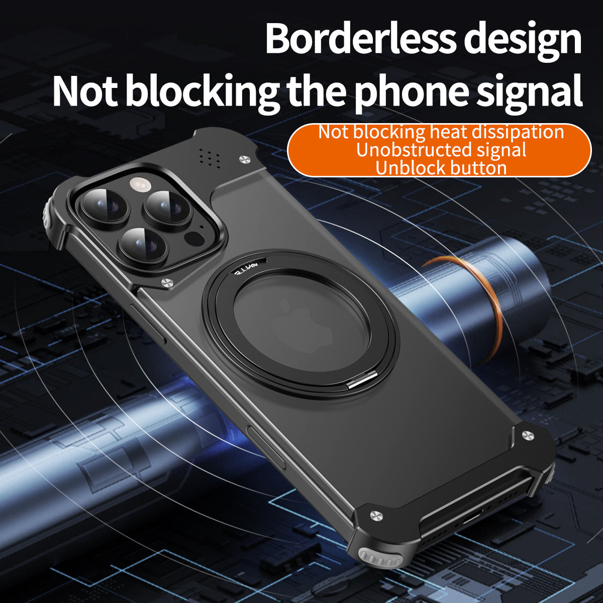ISP Sword Alloy Case Series Metal Framless for iPhone Case,Aluminum Alloy,Compatible with MagSafe,Shockproof Military-Grade Protection,360° Rotation Magnetic Kickstand,Magnetic Phone Case