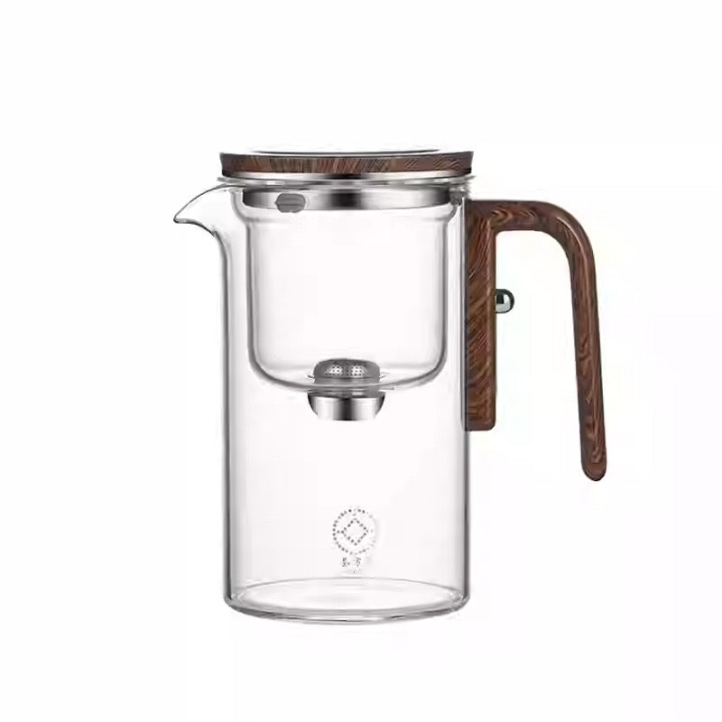 INNOVATIVE Water Seperation Tea Pot, with Removable strainer, Press Control Glass with heating base