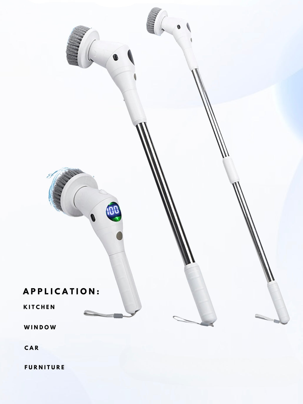 Cordless led multipurpose cleaning spin brush