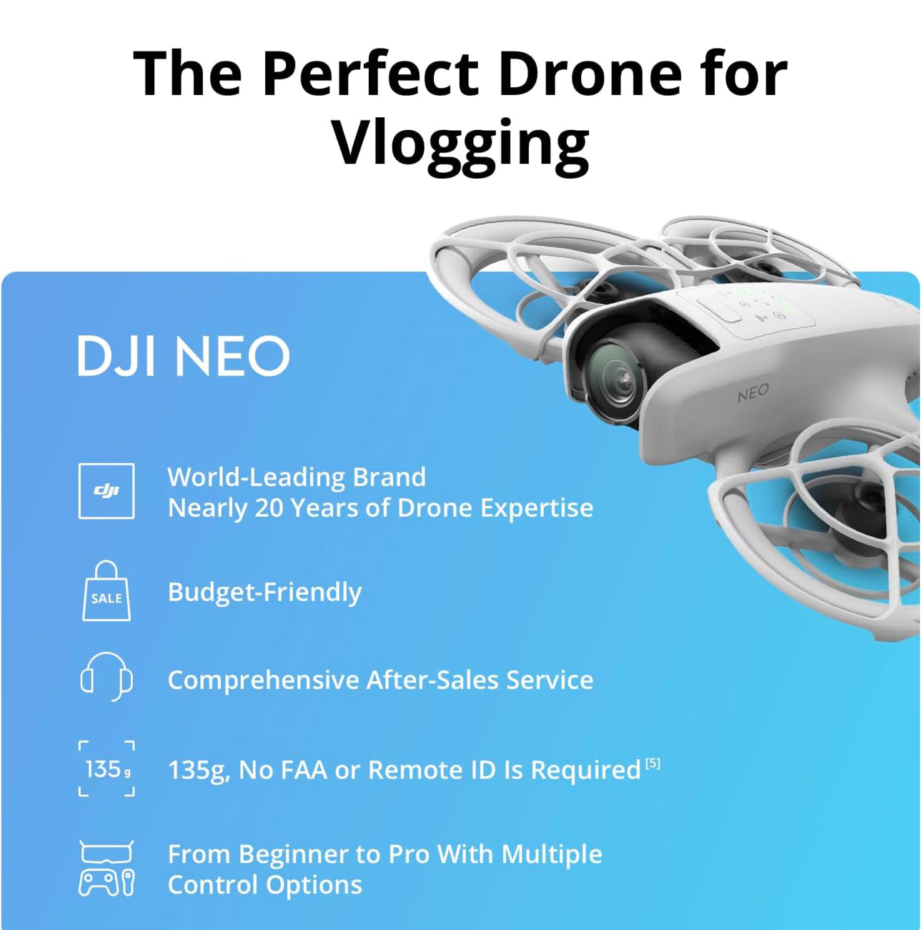 DJI Neo Two-Battery Combo, Mini Drone with 4K UHD Camera for Adults, 135g Follow Me Drone with Palm Takeoff, AI Subject Tracking, QuickShots, Stabilized Video, Propeller Guard