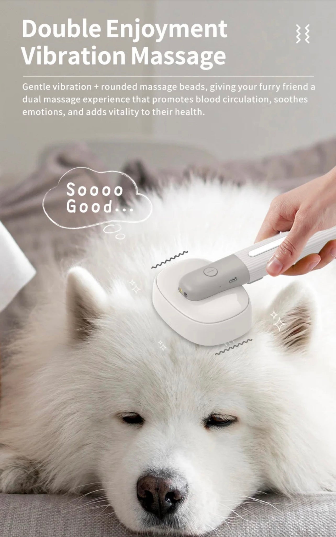 4-In-1 Cat & Dog ionic grooming, Rechargeable self-cleaning brush , massager , red light pointer & ring worm detector