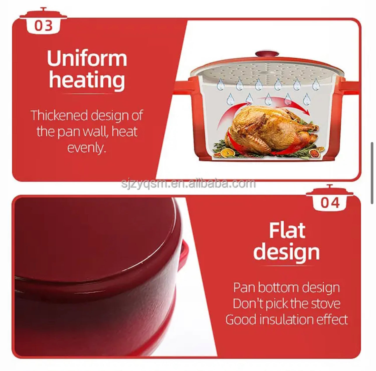 6QT/28cm Enamelled Dutch Oven Pot with Lid, Cast Iron Dutch Oven with Dual Handles for Bread Baking, Cooking, Non-stick Enamel Coated Cookware