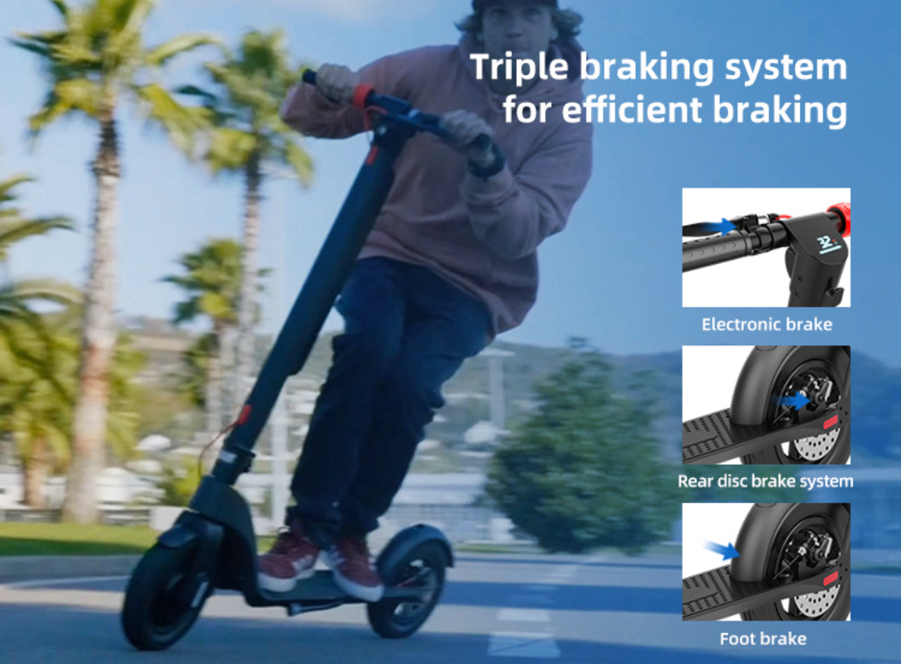 INNOVATIVE Electric Motor scooter removable battery Motor (20mph/32km/h) LED Display Preview Speed At Any Time, 40 lithium Batteries Cells , LED Headlight & Tail Light Commuting Electric Scooter for Adults