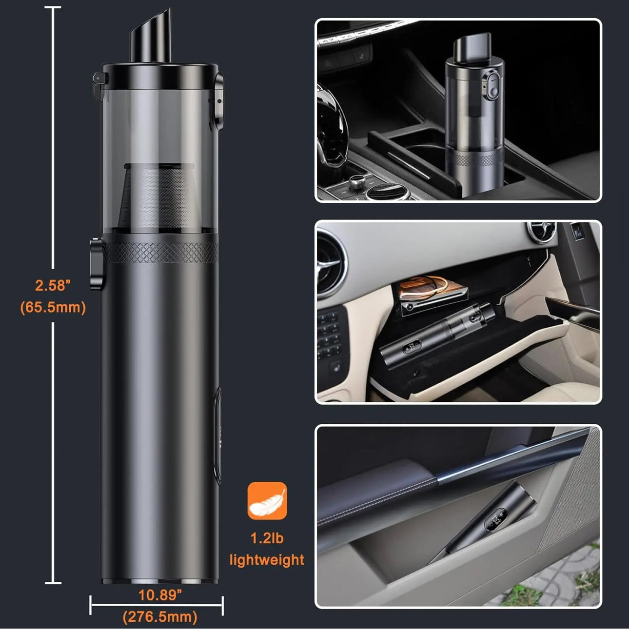 INNOVATIVE Slim S1 Cordless LED Vacuum, 13kpa/90W, 1.6LBS Lightweight, 2H Fast Charge, 30 Minutes Runtime, Detailed Clean Portable Mini Vacuum for Car Home Cleaning- (3-in-1, Blue)