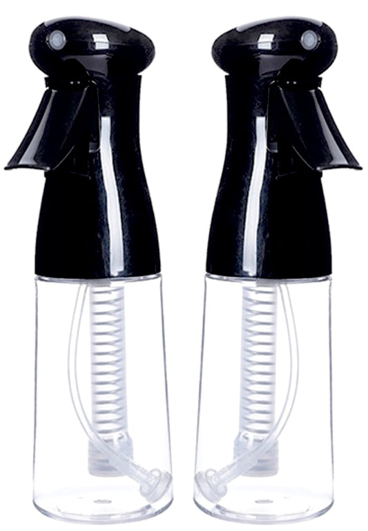 INNOVATIVE Spray Bottles Empty Spray Bottle 16.9oz/500ml 2 Packs Heavy Duty Premium Spring Continuous Spraying Bottles Mist/Stream Water, Alcohol, Chemical Bottle for Cleaning Solutions, Plants , Pets , Essential Oils, Hair, Cooking - (Clear, Black) 2pcs