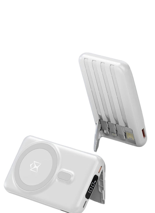 ISP X1 10000mah Portable powerbank with PD fast charging with built in wires-with foldable stand magnetic wireless charger mini wireless power bank type c charging