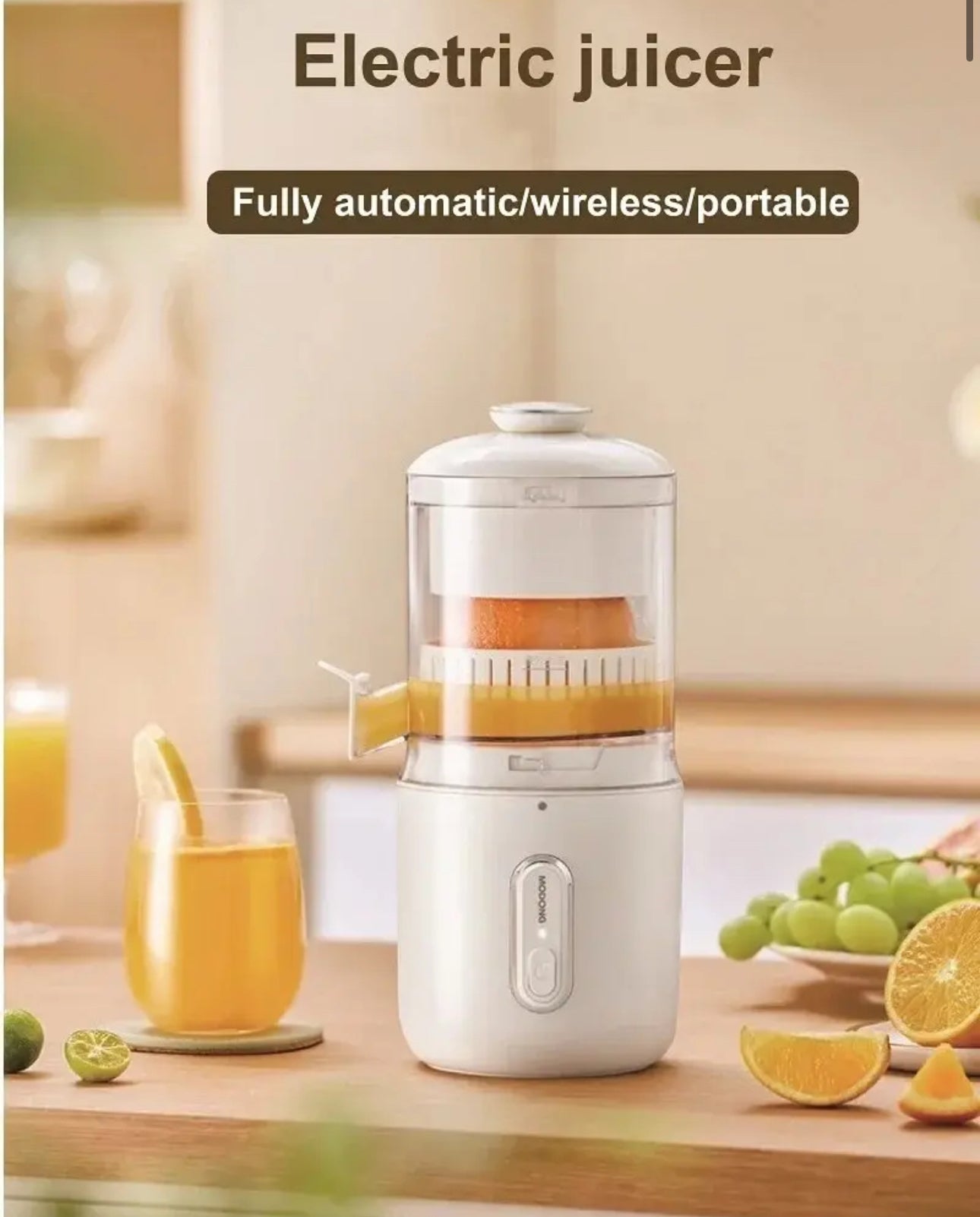 INNOVATIVE Electric Juicer Machines 45W, Citrus Juicer Squeezer Cordless Portable Small Cold Pressed Lemon Juicer Machine Zester for Lime, Orange, Grapefruit, Easy Clean USB Type-C Chargeable, 40 juices, 1500mAh