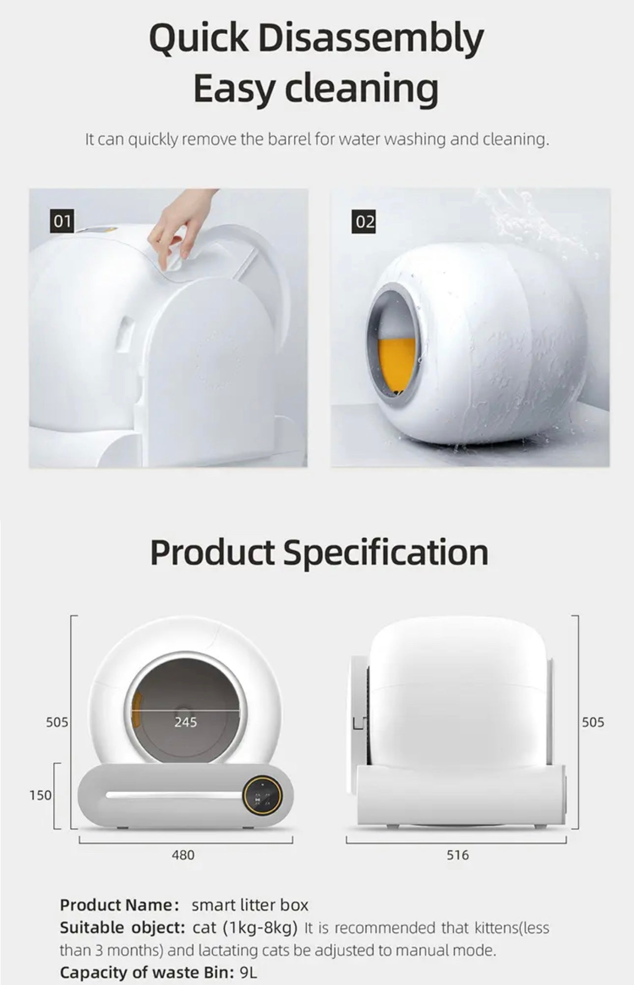 Automatic Self Cleaning Cat Litter Odor Purifier
