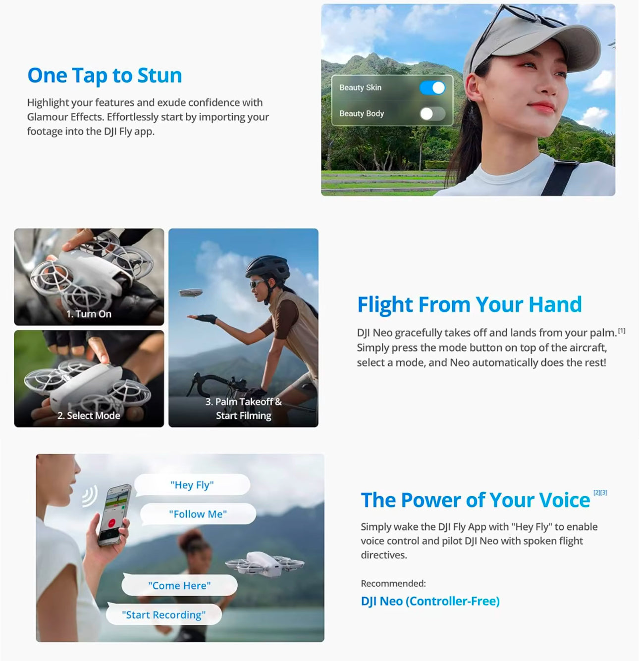 DJI Neo Two-Battery Combo, Mini Drone with 4K UHD Camera for Adults, 135g Follow Me Drone with Palm Takeoff, AI Subject Tracking, QuickShots, Stabilized Video, Propeller Guard