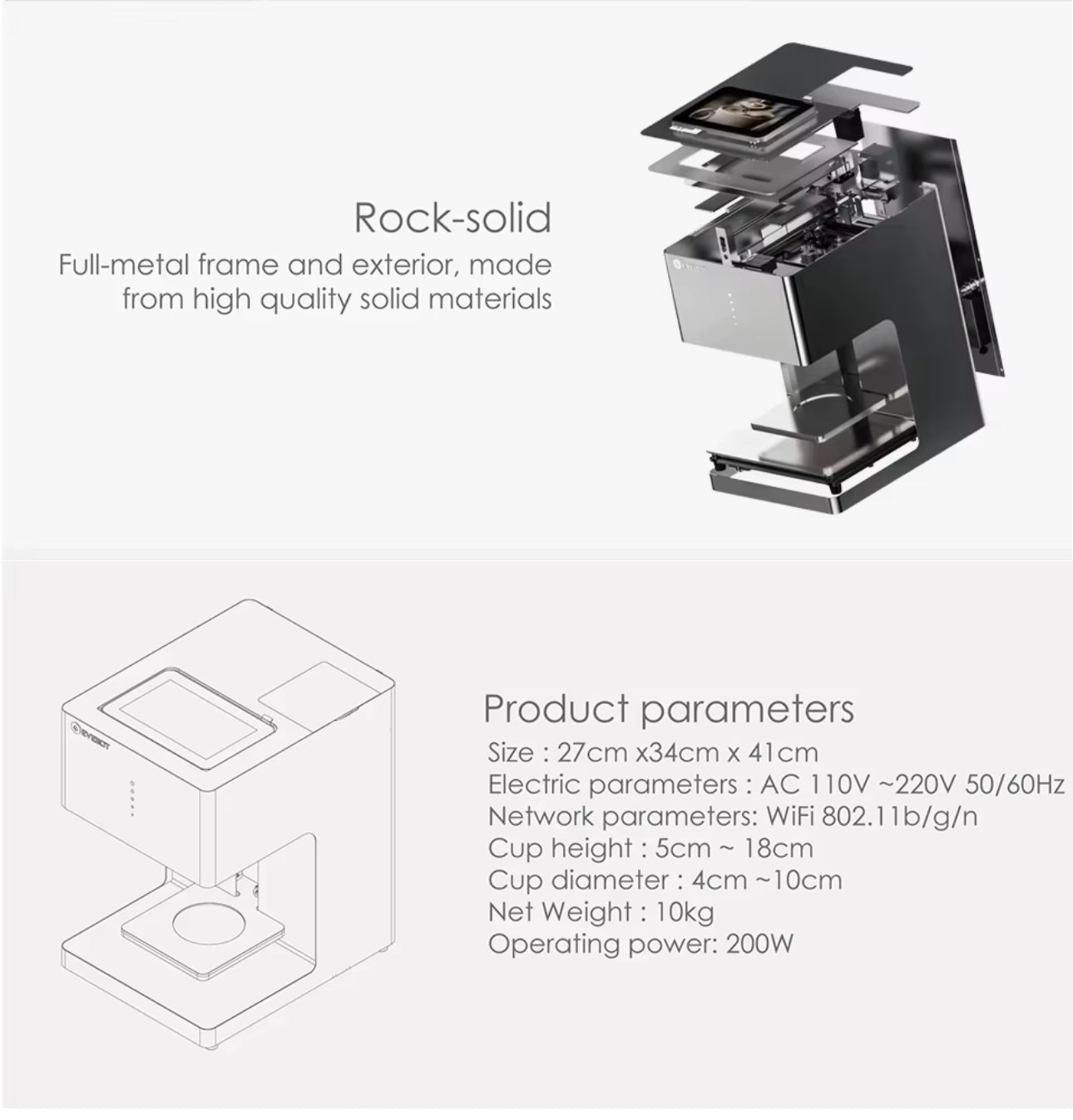 Beverage Surface Image Printing Machine Colorful Coffee Printer & Food Printer
Picture, Selfie, Text Printer Every machine comes with one edible ink cartridge)