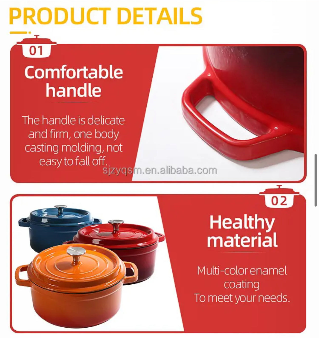 6QT/28cm Enamelled Dutch Oven Pot with Lid, Cast Iron Dutch Oven with Dual Handles for Bread Baking, Cooking, Non-stick Enamel Coated Cookware