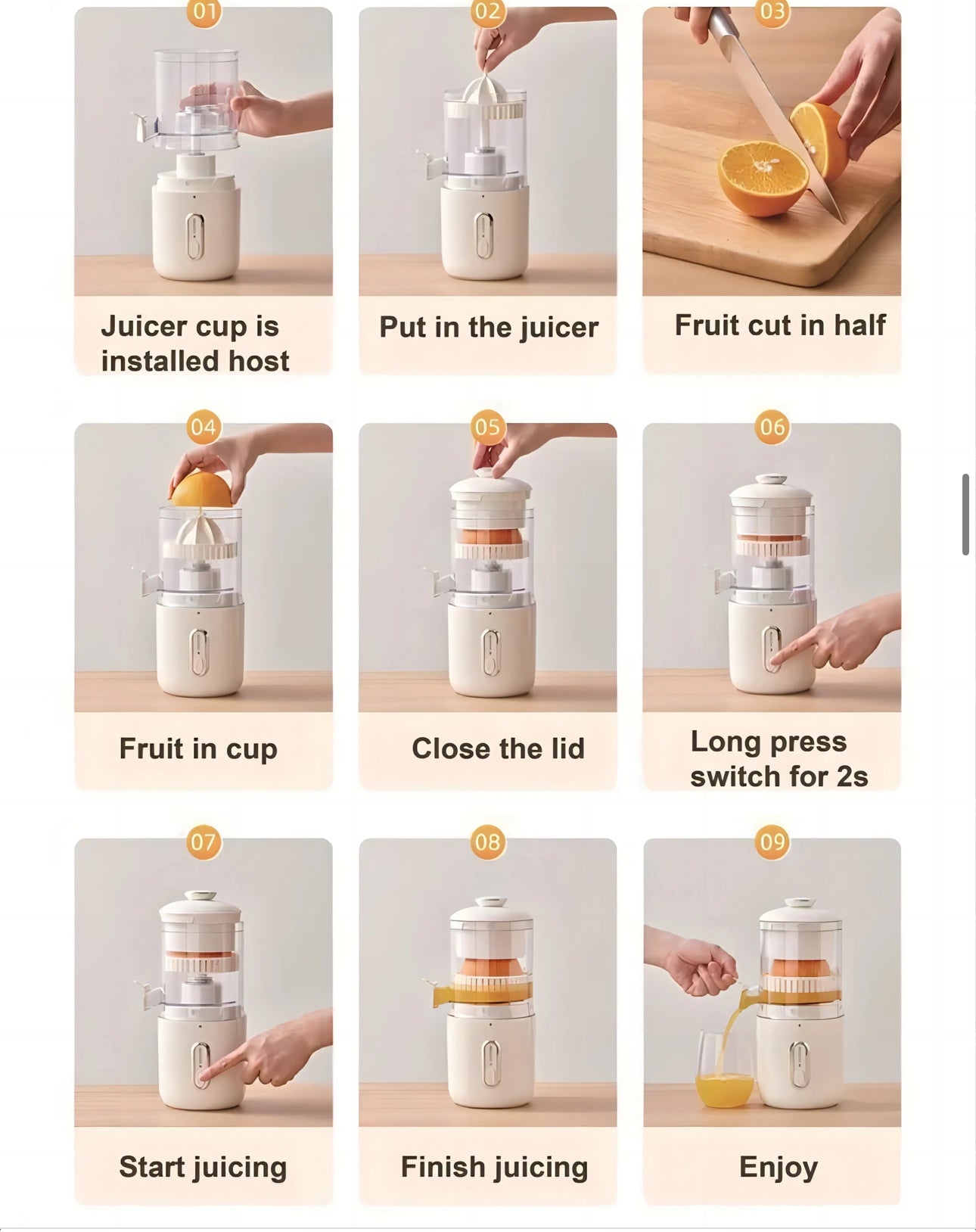 INNOVATIVE Electric Juicer Machines 45W, Citrus Juicer Squeezer Cordless Portable Small Cold Pressed Lemon Juicer Machine Zester for Lime, Orange, Grapefruit, Easy Clean USB Type-C Chargeable, 40 juices, 1500mAh