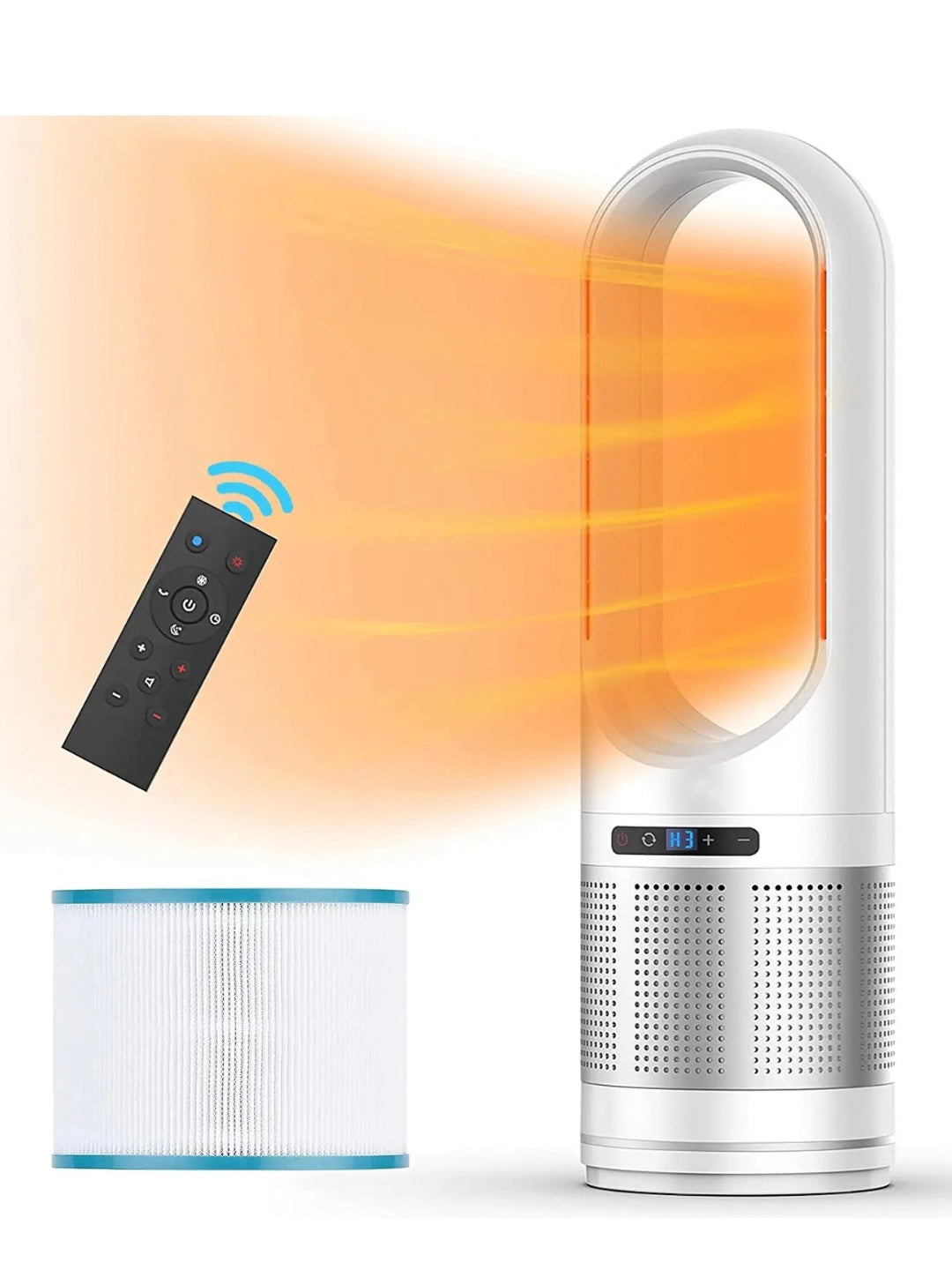 Heat + cooling fan with hepa filter with remote
