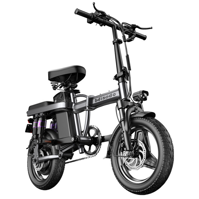 Adult Folding V6 Electric Bike: Up to 25 MPH, 25-Mile Range, 14" Pneumatic All Terrain Tire, 48V 13Ah Battery - 350Watt