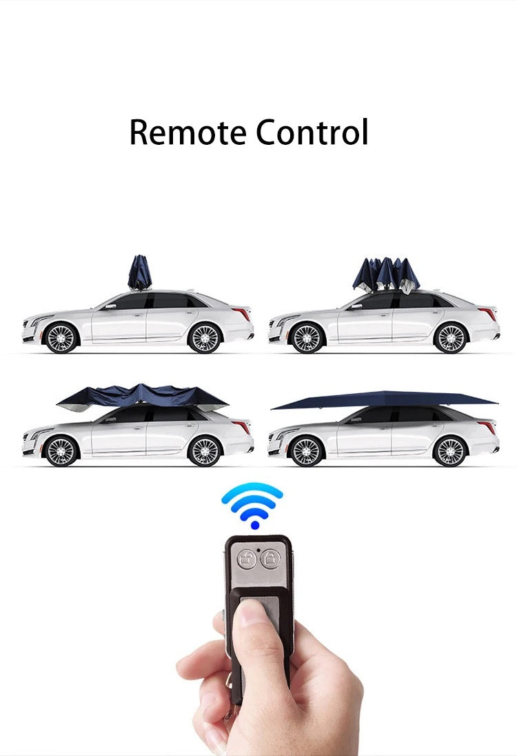 Fully Automatic Car Tent Removable Carport Folding Portable Car Protection Car Umbrella Sun Protection Car Awning Cover with Remote Control - Silver