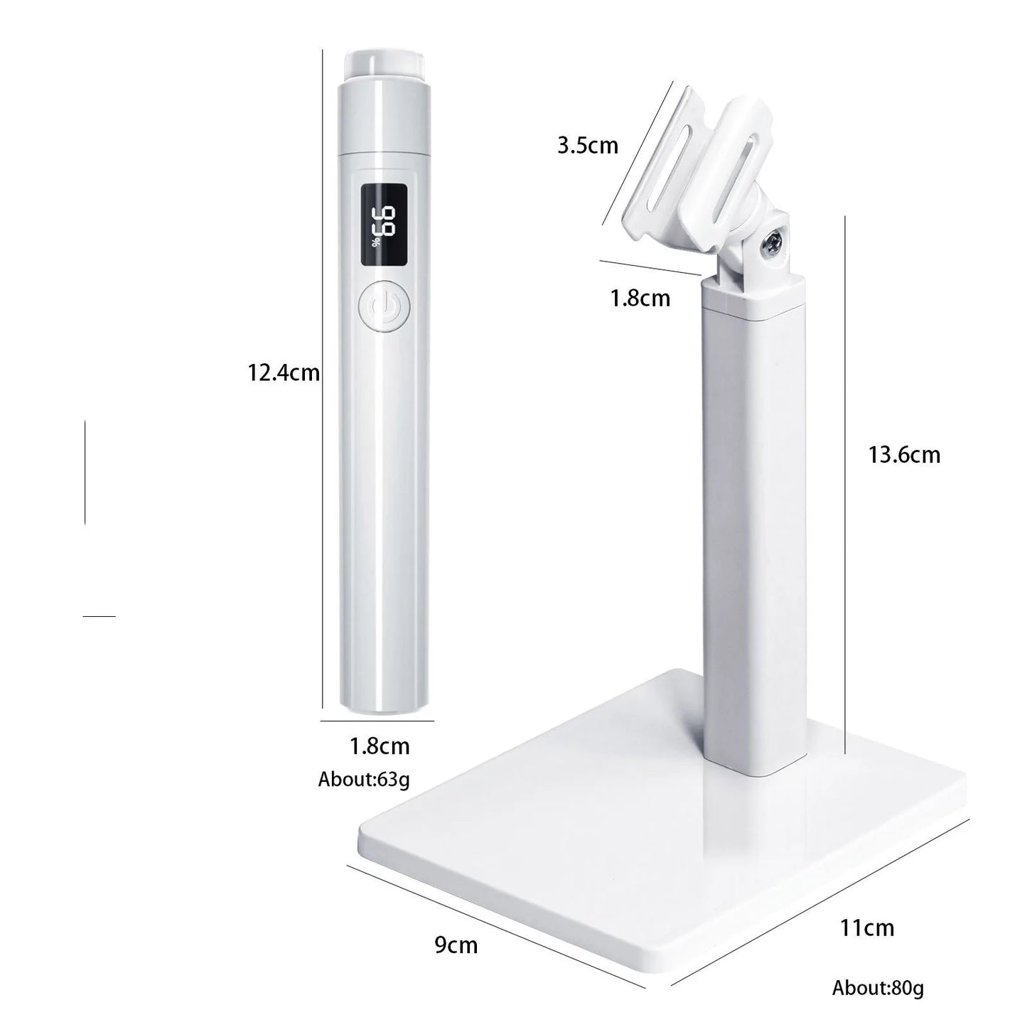 ISP 3-in-1 Handheld UV Light, Silicone head & Nail Lamp Support Stand for Nails Mini Nail Dryer LED Light with Magnetic Stand, LCD Screen - Cordless Rechargeable USB Gel Curing X Lamp Fast Curing for Home DIY Manicure (180mah)