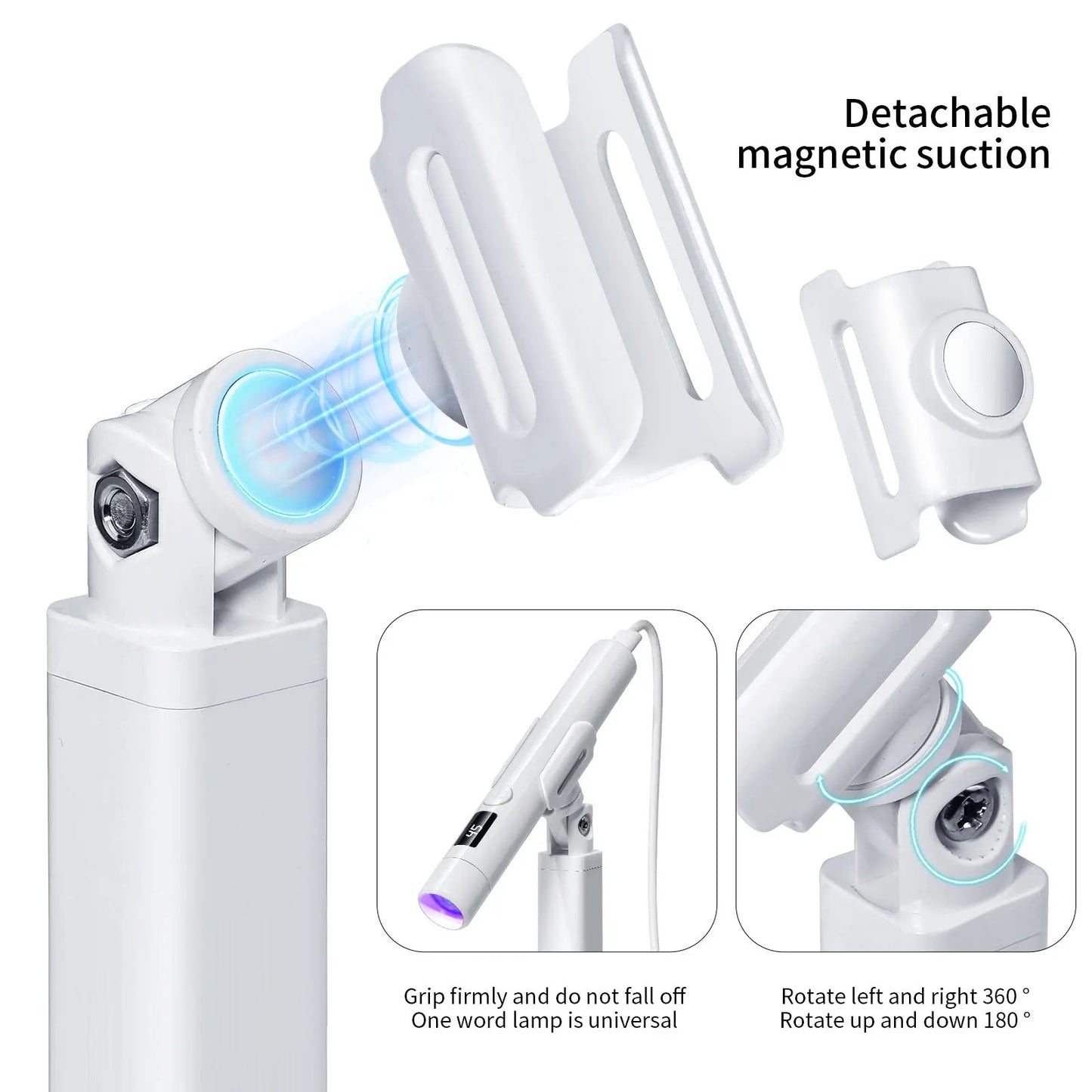 ISP 3-in-1 Handheld UV Light, Silicone head & Nail Lamp Support Stand for Nails Mini Nail Dryer LED Light with Magnetic Stand, LCD Screen - Cordless Rechargeable USB Gel Curing X Lamp Fast Curing for Home DIY Manicure (180mah)