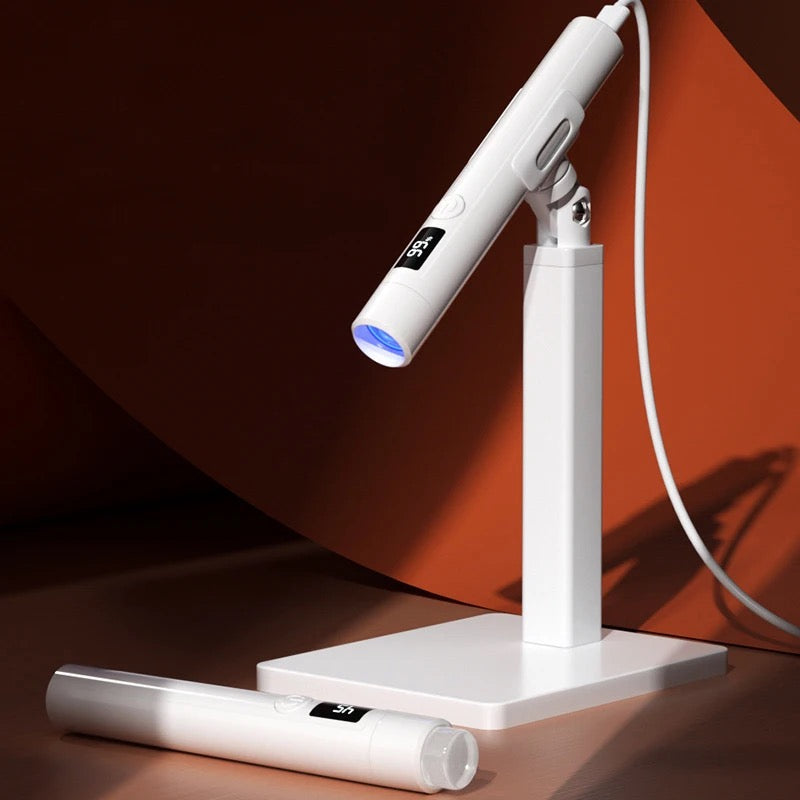 ISP 3-in-1 Handheld UV Light, Silicone head & Nail Lamp Support Stand for Nails Mini Nail Dryer LED Light with Magnetic Stand, LCD Screen - Cordless Rechargeable USB Gel Curing X Lamp Fast Curing for Home DIY Manicure (180mah)