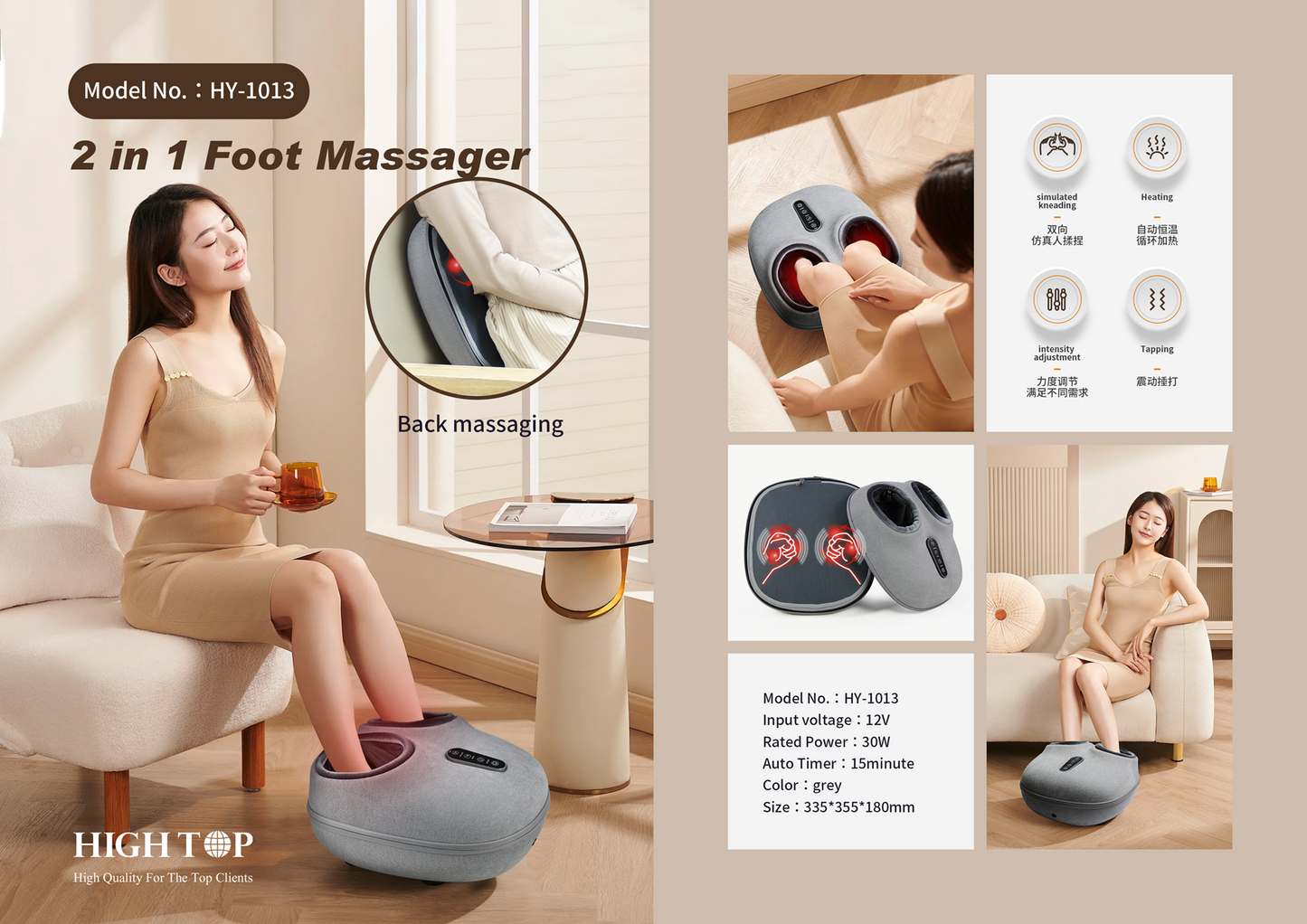 INNOVATIVE 2-in-1 Remote Control Shiatsu Electric Foot and Back Massaging Cushion with Heat, Kneading, Vibration & Machine Ball Roller for back, ankle, foot