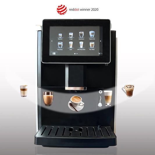 Red Dot  Award Winning Super Automatic Espresso Machine - 19 Coffee Recipes, Durable, Grinder, Milk Frother, 7" Touchscreen - 1 year warranty. - 1350Watt
