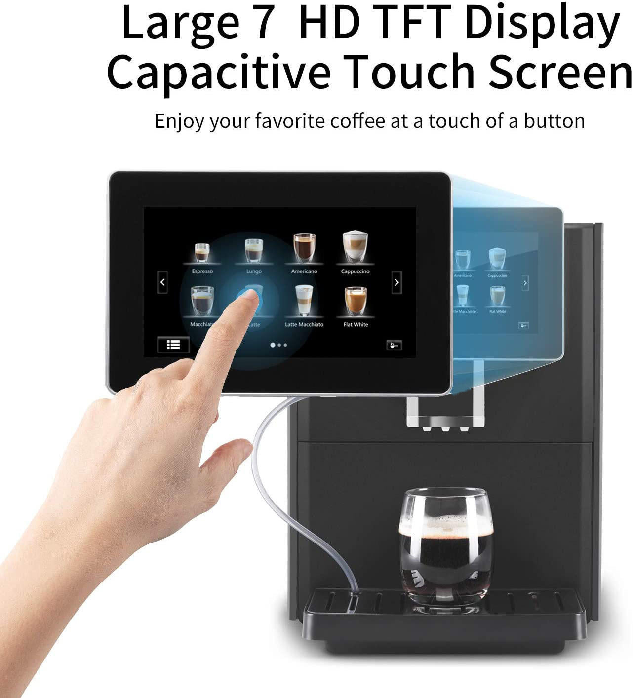 Red Dot Award Winning Super Automatic Espresso Machine - 19 Coffee Recipes, Durable, Grinder, Milk Frother, 7" Touchscreen - 1 year warranty. - 1350Watt