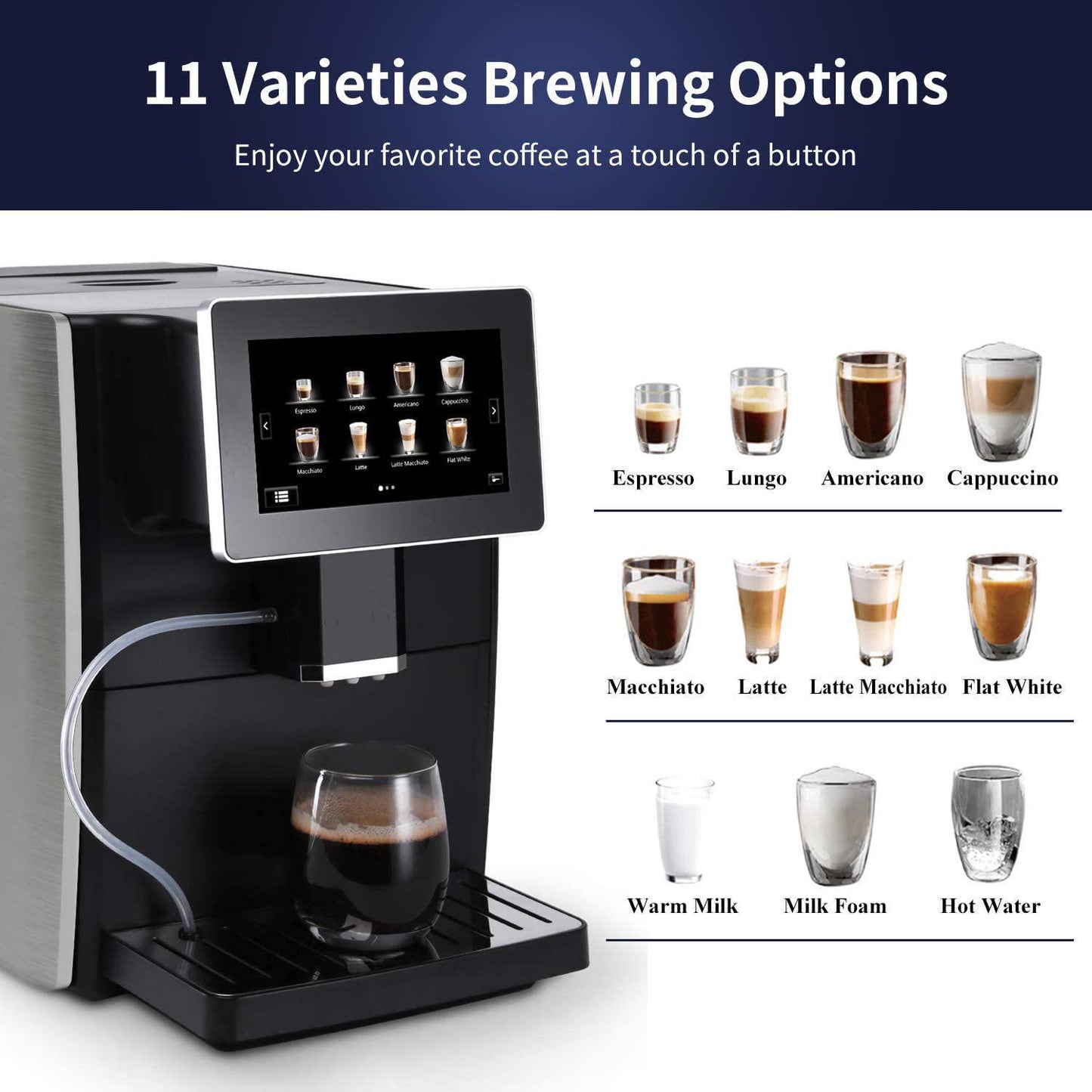 Red Dot Award Winning Super Automatic Espresso Machine - 19 Coffee Recipes, Durable, Grinder, Milk Frother, 7" Touchscreen - 1 year warranty. - 1350Watt