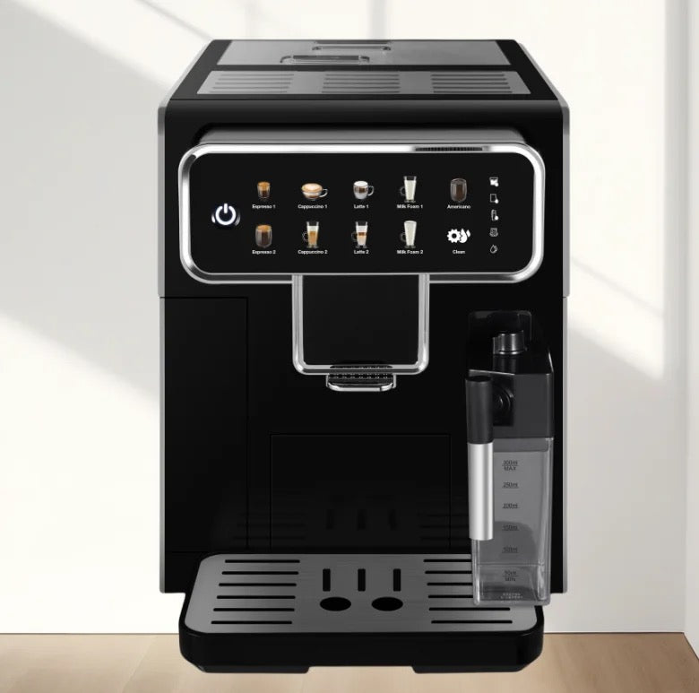 ISP Series Fully Automatic Espresso Machine - LatteGo Milk System, 9 Coffee Varieties, Intuitive Touch Display, SilentBrew, with Grinder 100% Ceramic Grinder, Self cleaning- Glossy Black - 1300watt