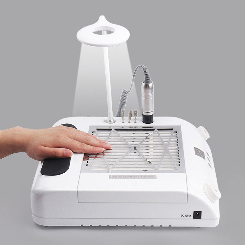 48W 6 in 1 Nail Machine, Polishing Machine With Nail Lamp Nail Fast Suction Vacuum Cleaner Nail Drill Machine 100‑240V for Acrylic Nails
