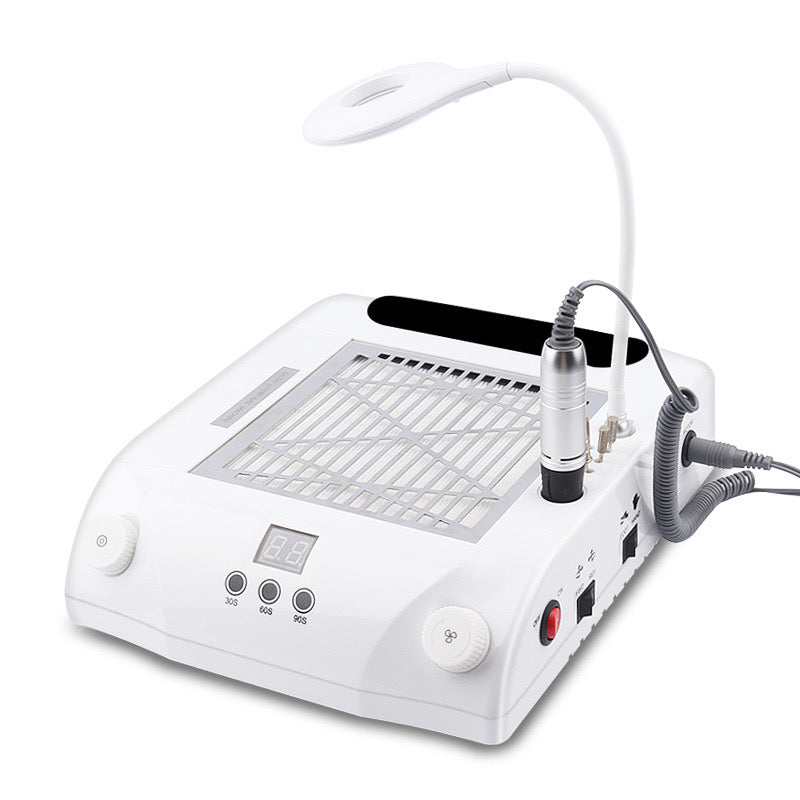 48W 6 in 1 Nail Machine, Polishing Machine With Nail Lamp Nail Fast Suction Vacuum Cleaner Nail Drill Machine 100‑240V for Acrylic Nails