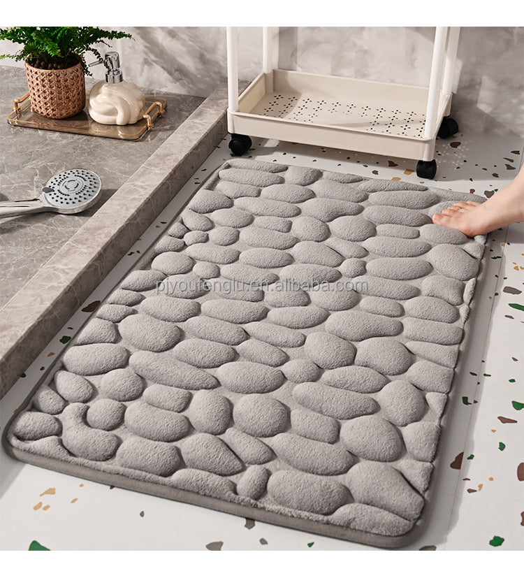 ISP Bathroom Mat/Rugs Made of 100% Extra Soft and Non Slip Stereoscopic Cobblestone Coral Fleece , Bathroom Mats Specialized in Machine Washable and Water Absorbent Shower Mat,20x32 Inch