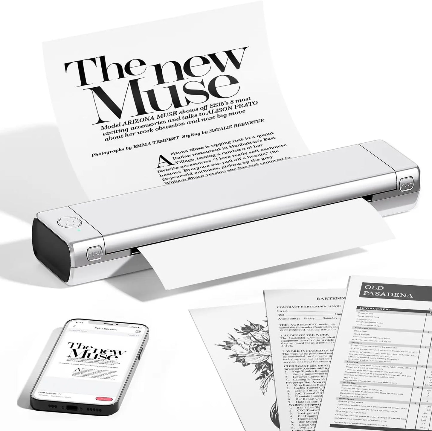 Portable Printer Wireless for Travel, Bluetooth Thermal Printer Support 8.5" X 11" US Letter &Legal, A4 & A5 Thermal Paper, Inkless Printer Compatible with iOS, Android & Laptop for Office, Car & Home (2000 Mah)