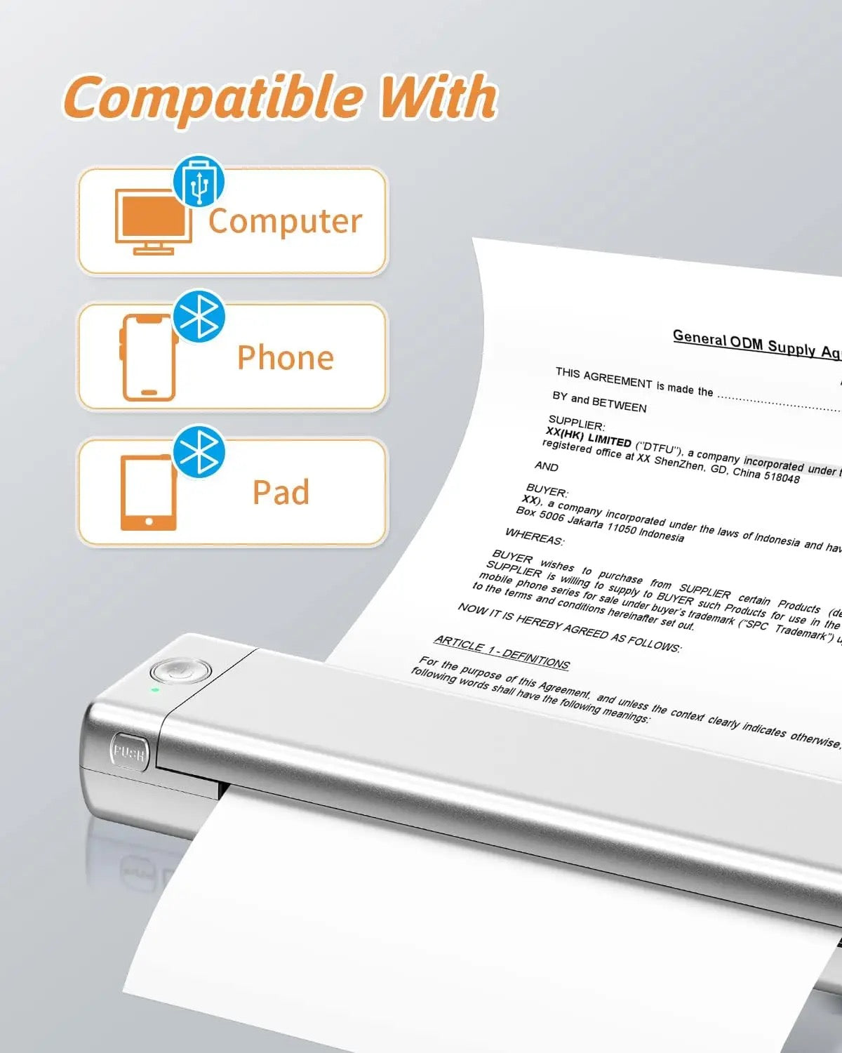 Portable Printer Wireless for Travel, Bluetooth Thermal Printer Support 8.5" X 11" US Letter &Legal, A4 & A5 Thermal Paper, Inkless Printer Compatible with iOS, Android & Laptop for Office, Car & Home (2000 Mah)