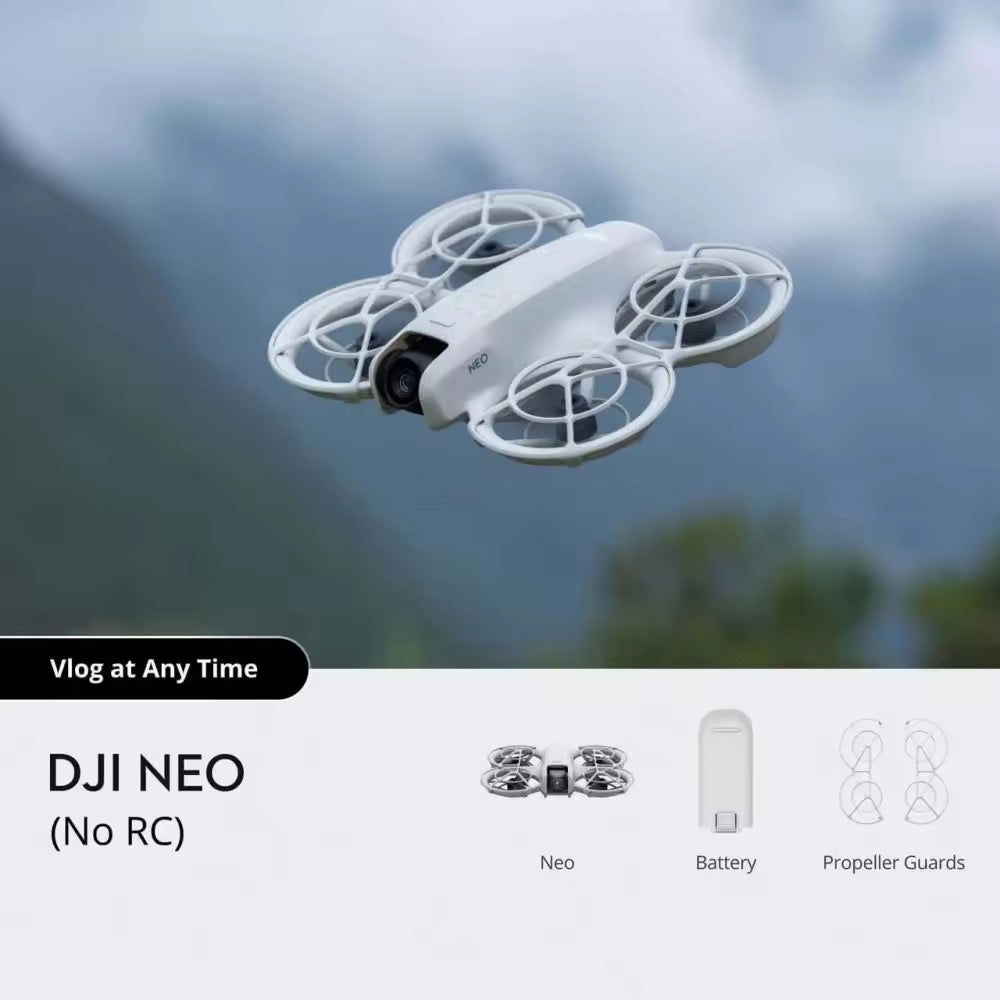 DJI Neo Two-Battery Combo, Mini Drone with 4K UHD Camera for Adults, 135g Follow Me Drone with Palm Takeoff, AI Subject Tracking, QuickShots, Stabilized Video, Propeller Guard