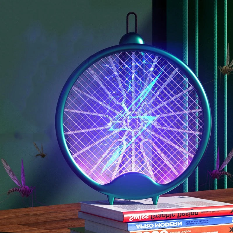 ISP 3 In 1 Rechargeable Folding Electric Mosquito Swatter Indoor 3000v Mosquito Racket With Led Lamp (800Mah)