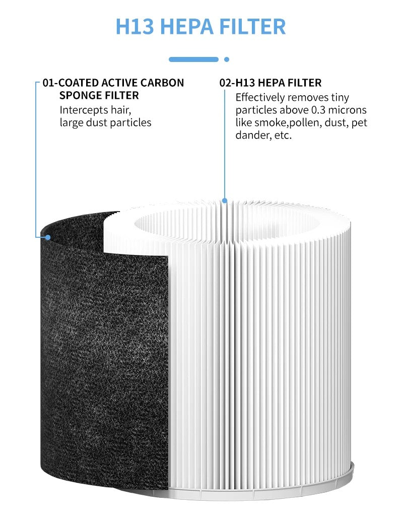 ISP 3-in-1 Air Purifier for Allegries, Home , Room & Office , 200 sqft², H13 True HEPA Air Filter Cleaner, Odor Eliminator, Remove Smoke Dust Pollen Pet Dander, Night Light