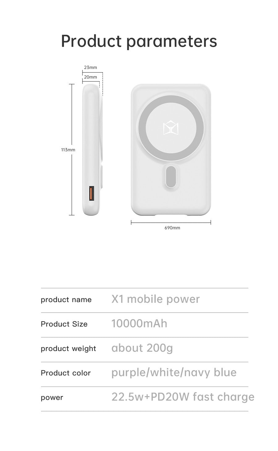 ISP X1 10000mah Portable powerbank with PD fast charging with built in wires-with foldable stand magnetic wireless charger mini wireless power bank type c charging