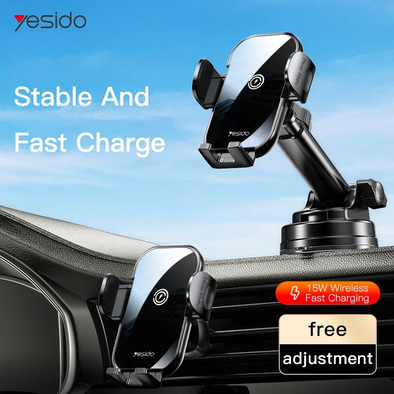 ISP Wireless Car Charger, 15W Qi Fast Aut Clamping Car Charger Phone Mount Windshield Vent Phone Holder for iPhone 14 13 12 Mini Pi 11 Xs, Samsung Galaxy S22+ S21 S10+ Note 2
