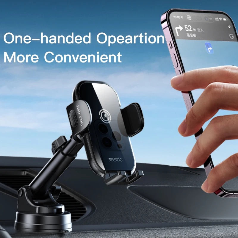 ISP Wireless Car Charger, 15W Qi Fast Aut Clamping Car Charger Phone Mount Windshield Vent Phone Holder for iPhone 14 13 12 Mini Pi 11 Xs, Samsung Galaxy S22+ S21 S10+ Note 2