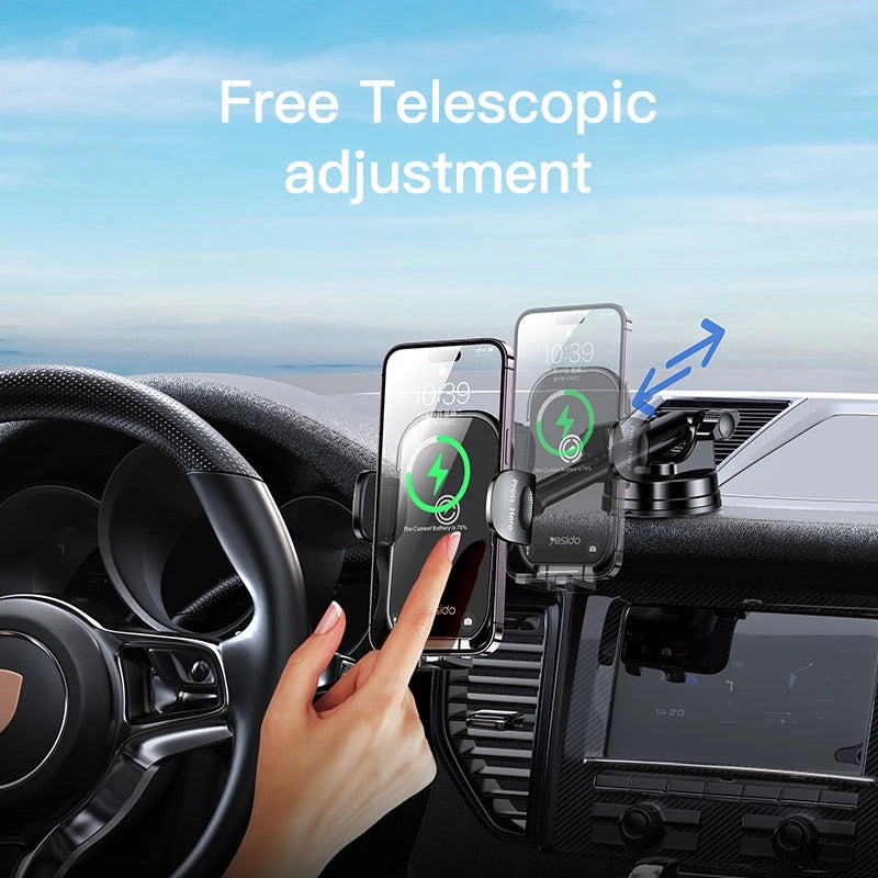 ISP Wireless Car Charger, 15W Qi Fast Aut Clamping Car Charger Phone Mount Windshield Vent Phone Holder for iPhone 14 13 12 Mini Pi 11 Xs, Samsung Galaxy S22+ S21 S10+ Note 2