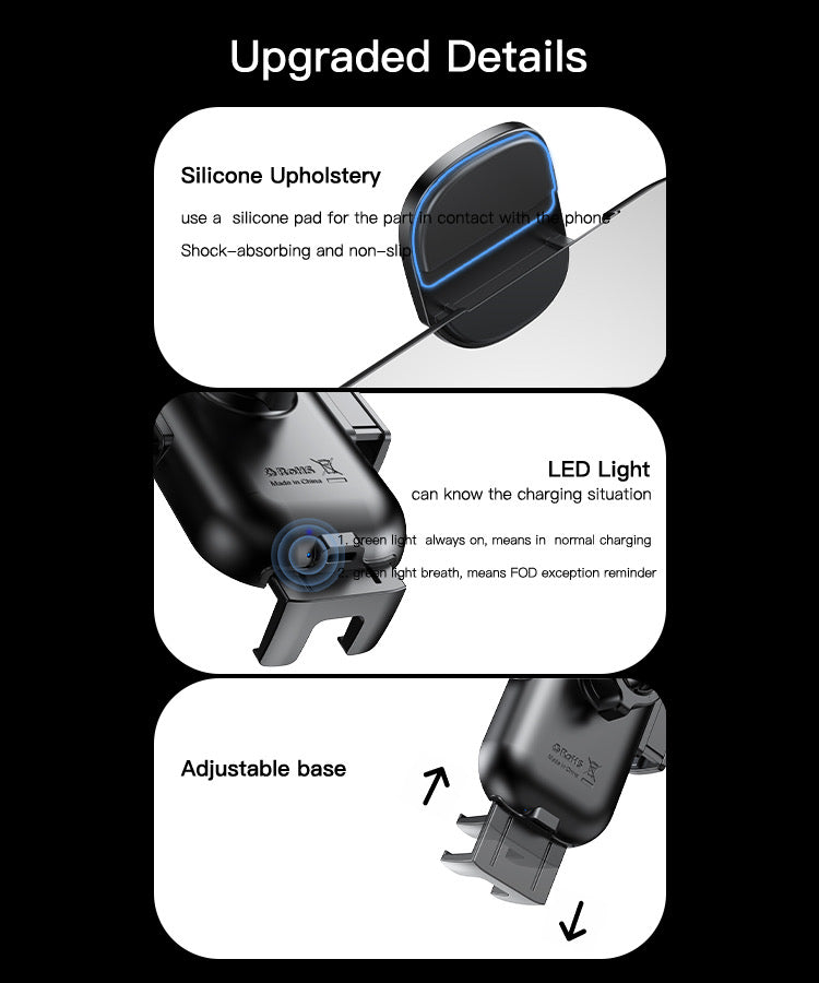 ISP Wireless Car Charger, 15W Qi Fast Aut Clamping Car Charger Phone Mount Windshield Vent Phone Holder for iPhone 14 13 12 Mini Pi 11 Xs, Samsung Galaxy S22+ S21 S10+ Note 2