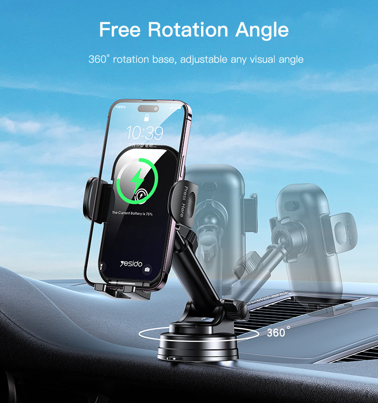 ISP Wireless Car Charger, 15W Qi Fast Aut Clamping Car Charger Phone Mount Windshield Vent Phone Holder for iPhone 14 13 12 Mini Pi 11 Xs, Samsung Galaxy S22+ S21 S10+ Note 2