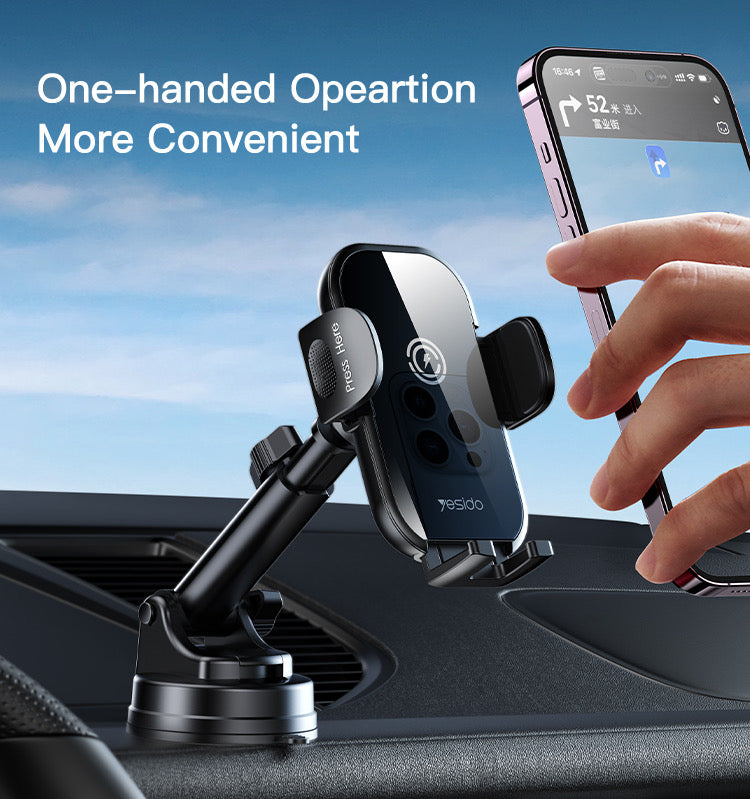 ISP Wireless Car Charger, 15W Qi Fast Aut Clamping Car Charger Phone Mount Windshield Vent Phone Holder for iPhone 14 13 12 Mini Pi 11 Xs, Samsung Galaxy S22+ S21 S10+ Note 2