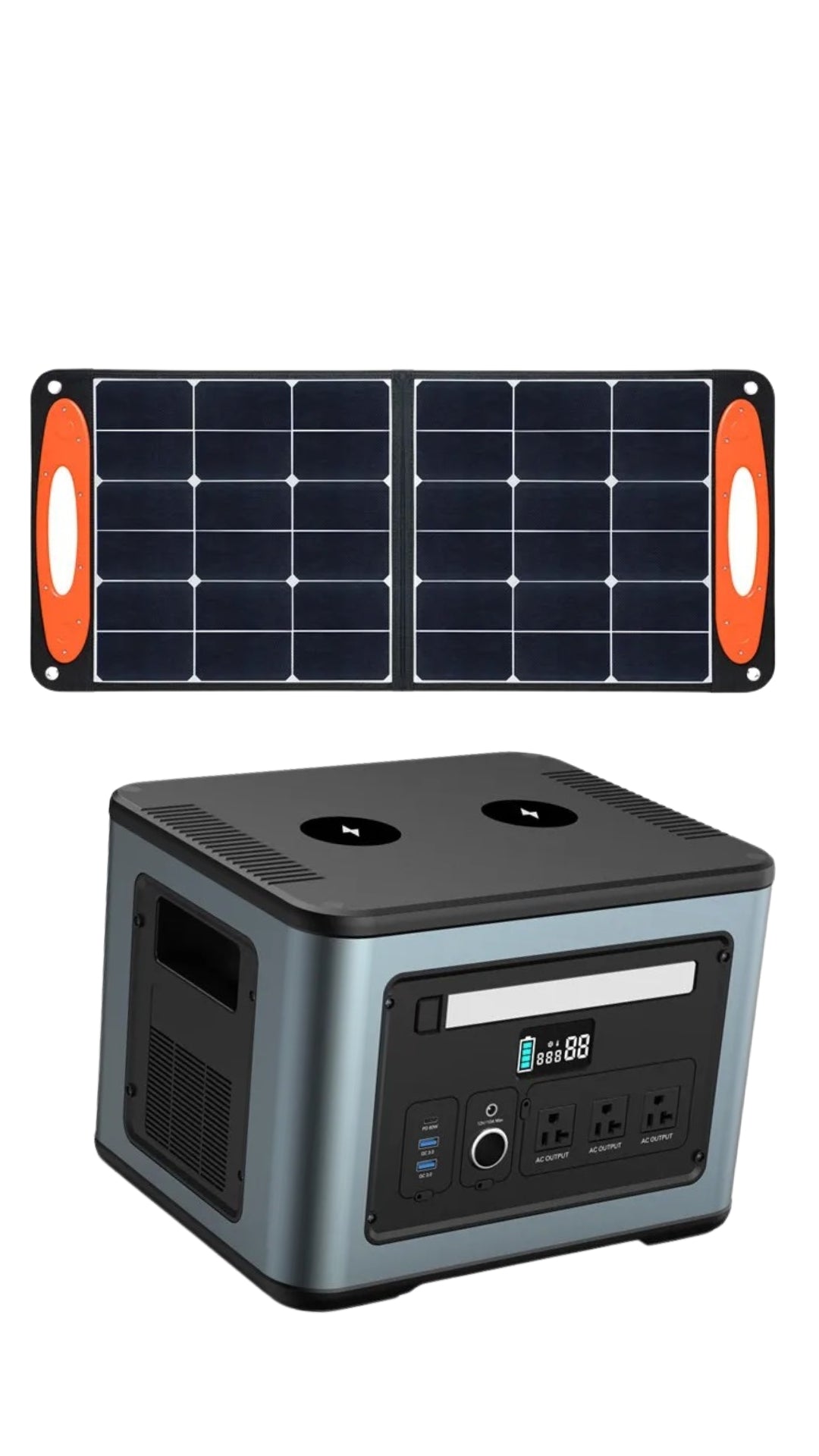 ISP 2000w Emergency Solar Generators with SP300( ETFE, 4F, 30V, 300W) Solar Panel for Home use Portable Rechargeable Charging Power Station for Outdoor Camping (630000mAh / 2016Wh)