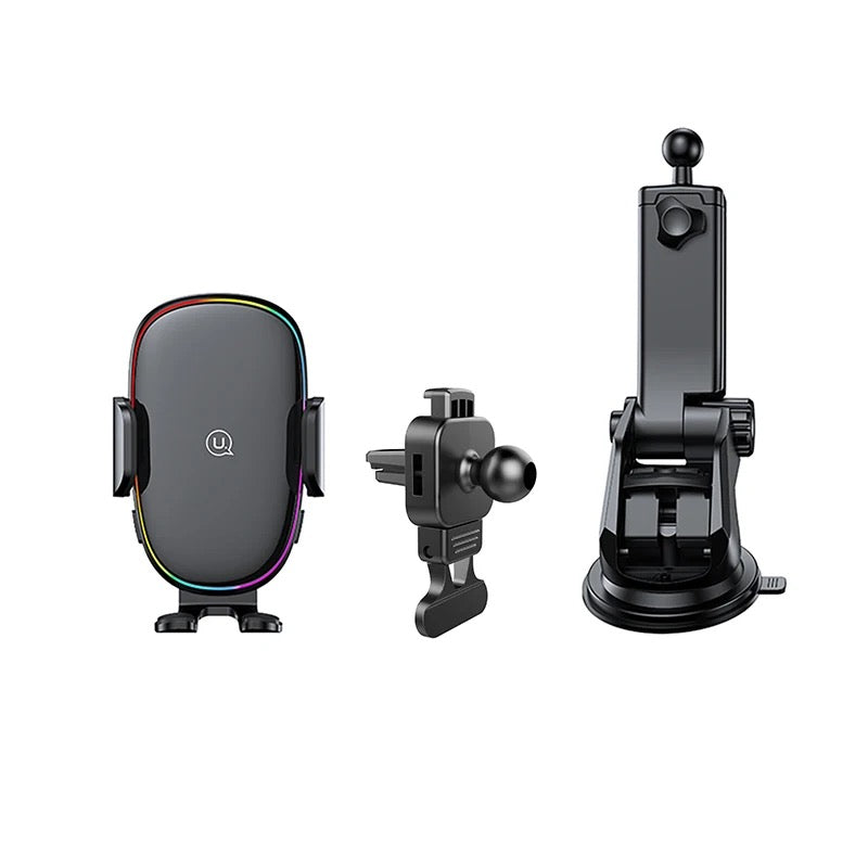 ISP 2024 LED Wireless Car Charger, 15W Qi Fast Aut Clamping Car Charger Phone Mount Windshield Vent Phone Holder for iPhone 15 14 13 12 Mini Pi 11 Xs, Samsung Galaxy S22+ S21 S10+ Note 2