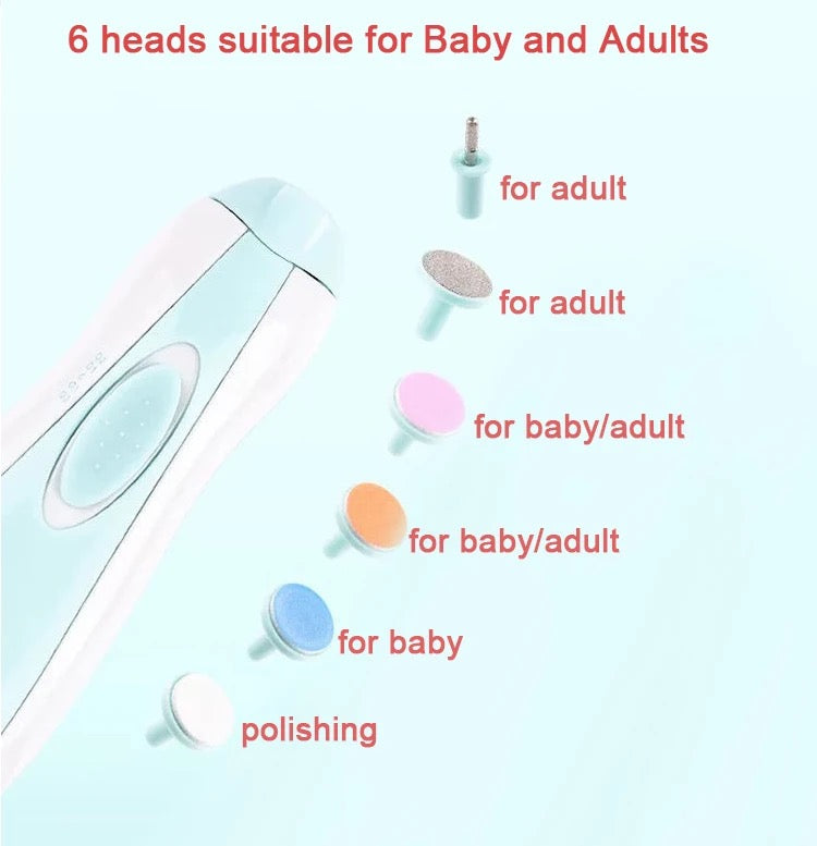 ISP Baby Nail Clippers 6 In 1 Newborn Toddler Safe Electric Baby Nail Trimmer, Baby Nail File Kit, Additional Replacement
Heads, Toes and Fingernails, Trim and Polish